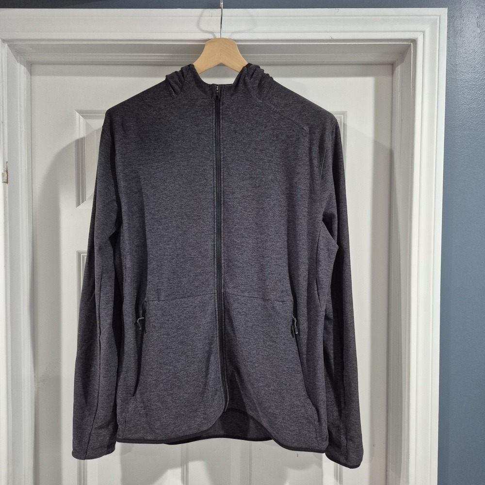 Lululemon Hoodie Mens Large Charcoal Surge Warm Full Zip‎ Running Performance